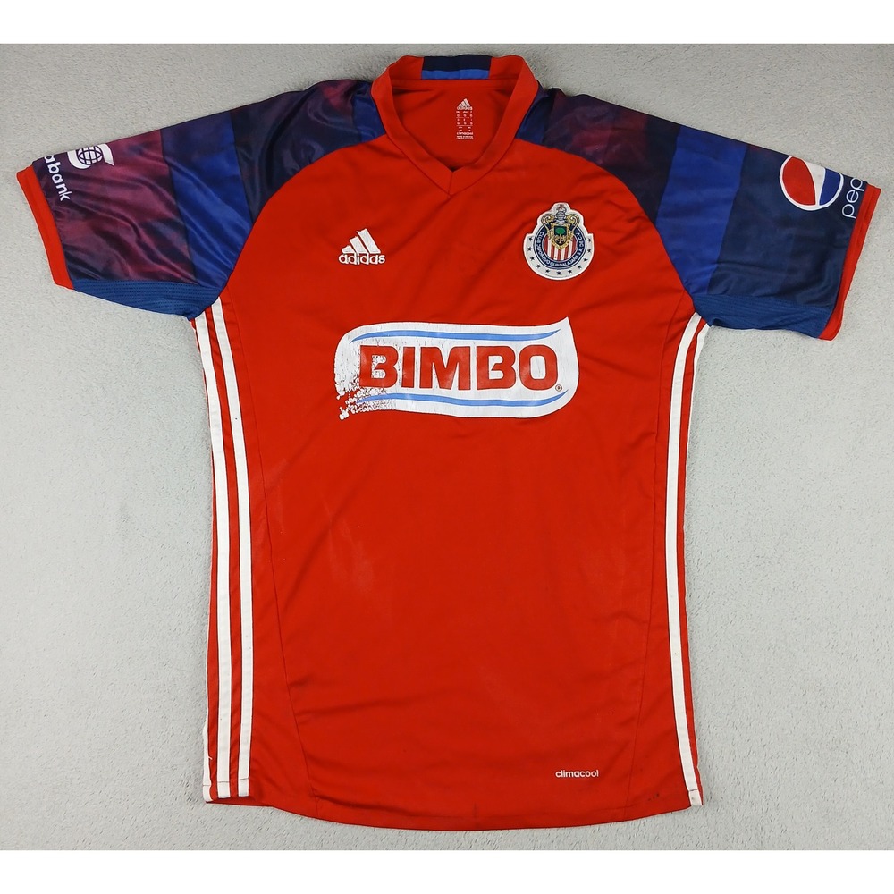 Adidas Chivas de Guadalajara Jersey Mens Large Bimbo Sponsor Red Soccer Mexico